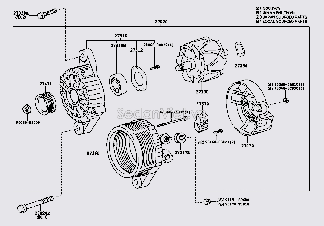Tiết chế máy phát điện Toyota Corolla Altis 2008-2010