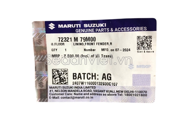 Chắn bùn lòng dè trước 72321M79M00