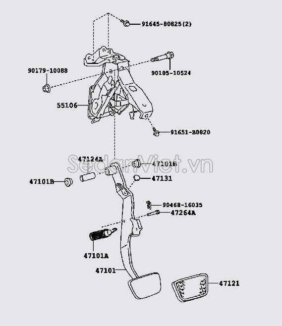 Cao su chụp bàn đạp chân phanh Toyota Camry 2009-2012