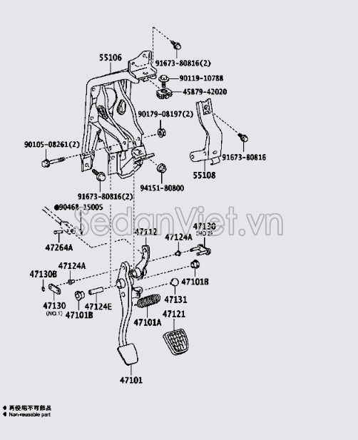 Cao xu đệm chân côn Toyota Vios 2014-2016