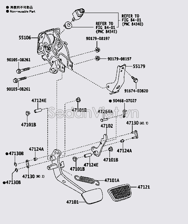 Cao su chụp bàn đạp chân phanh Toyota Camry 2009-2012