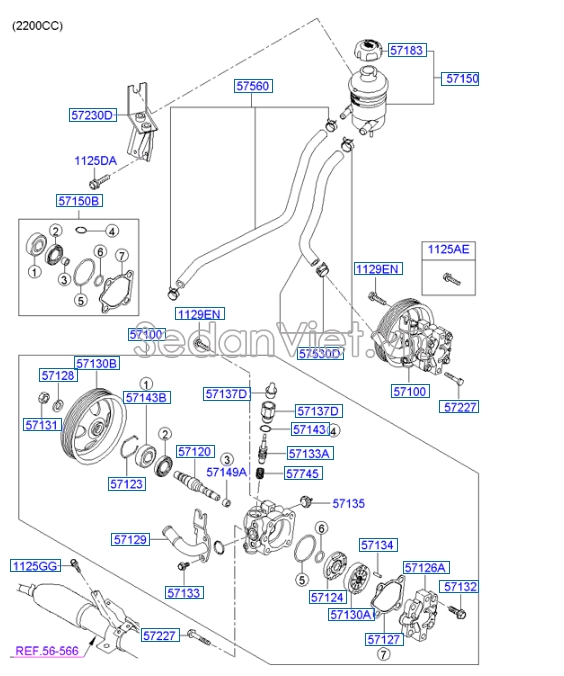 Bình dầu trợ lực lái Hyundai Santafe 2010-2012