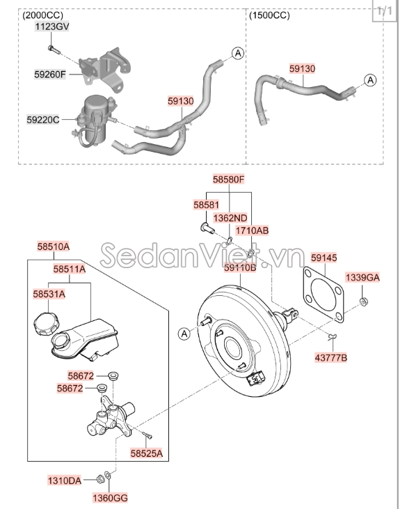 Gioăng bầu trợ lực phanh Hyundai i10 Grand 2014-2016