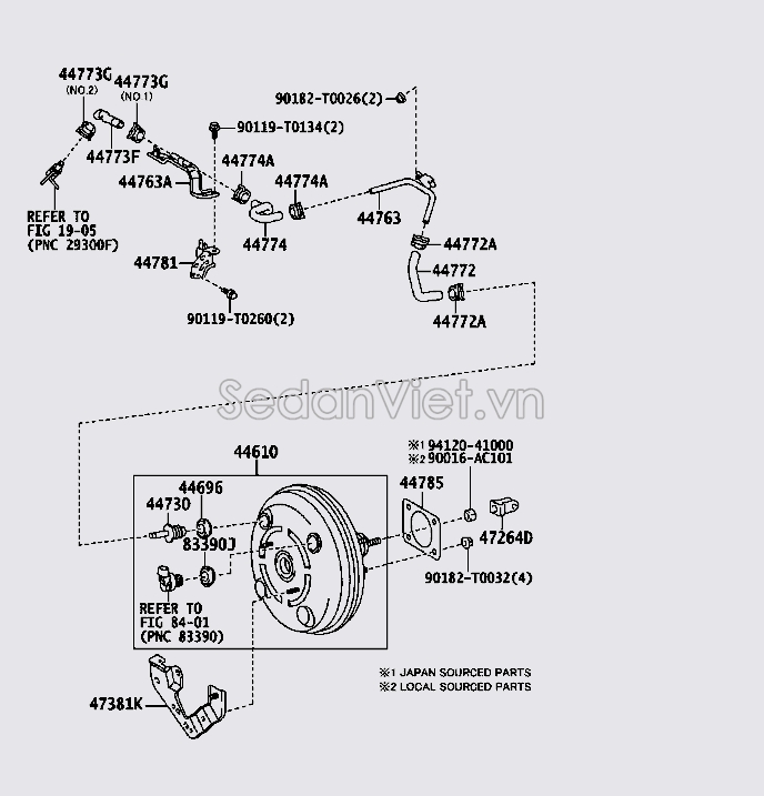 Van chân không bầu trợ lực phanh số tự động Toyota Vios 2014-2016