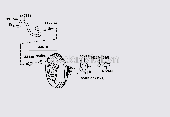 Van chân không bầu trợ lực phanh số tự động Toyota Vios 2014-2016