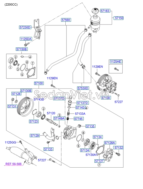 Bơm trợ lực Hyundai Santafe 2006-2008