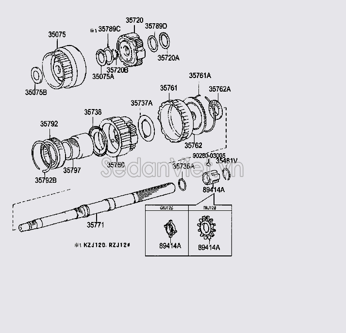 Bánh răng ly hợp đảo chiều Toyota Fortuner 2009-2012