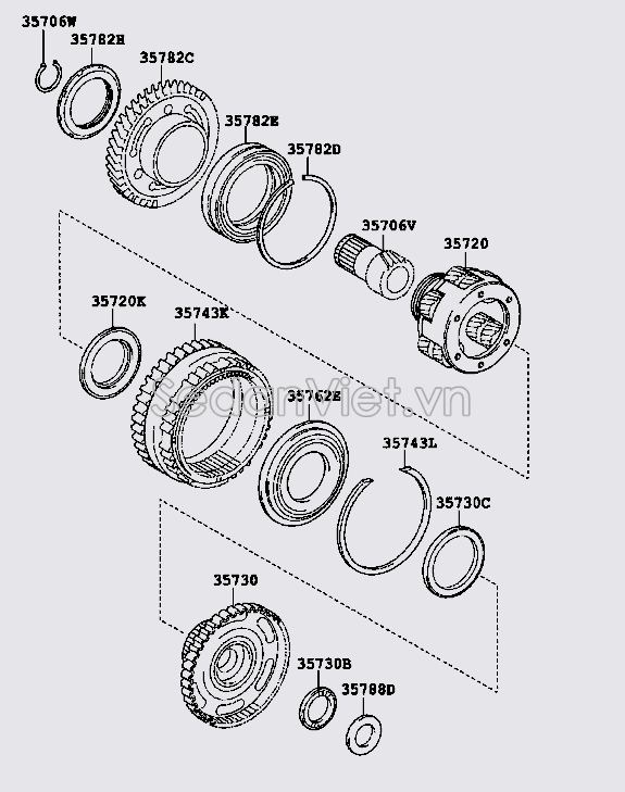 Bánh răng hộp số đảo chiều biến mô Lexus RX350 2015-2019
