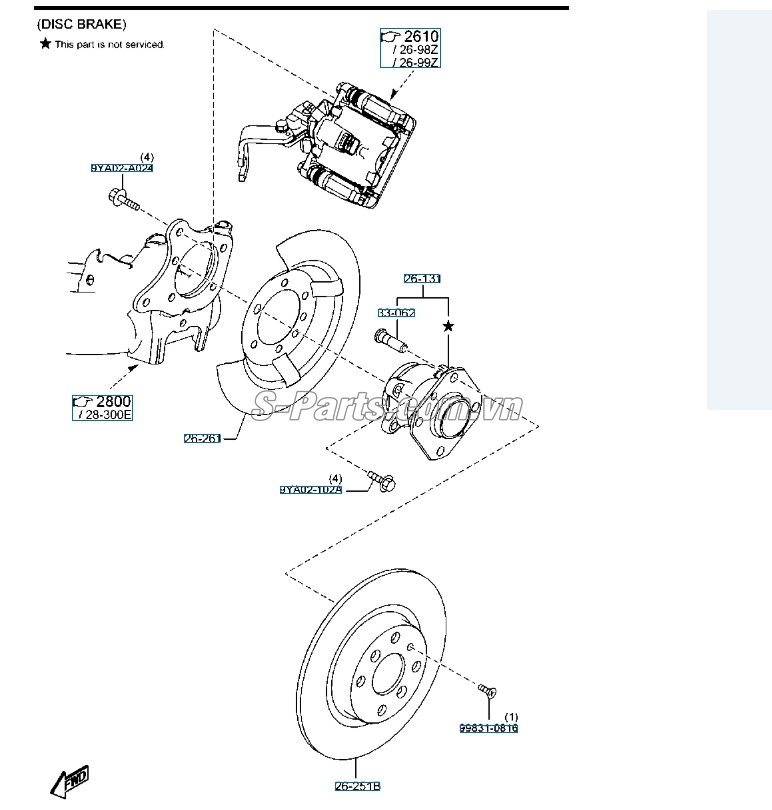 Bi moay ơ sau Mazda 2 2015-2017