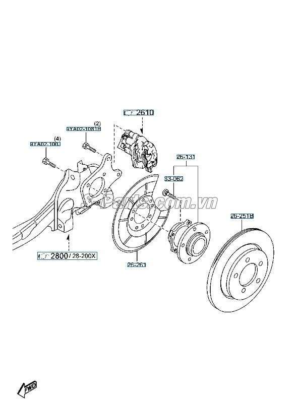 Bi moay ơ sau Mazda 3 2001-2009