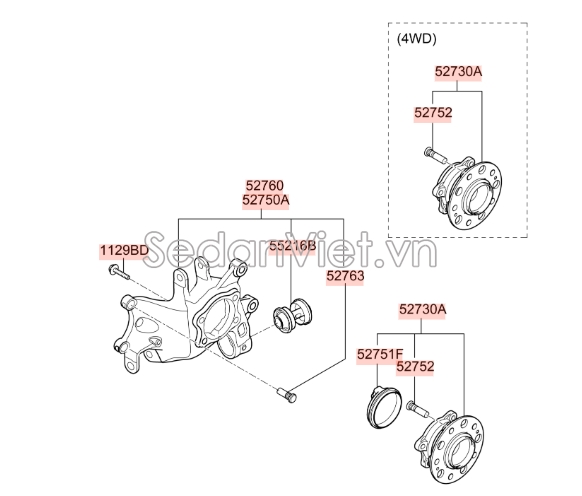 Ngõng moay ơ Hyundai Tucson 2015