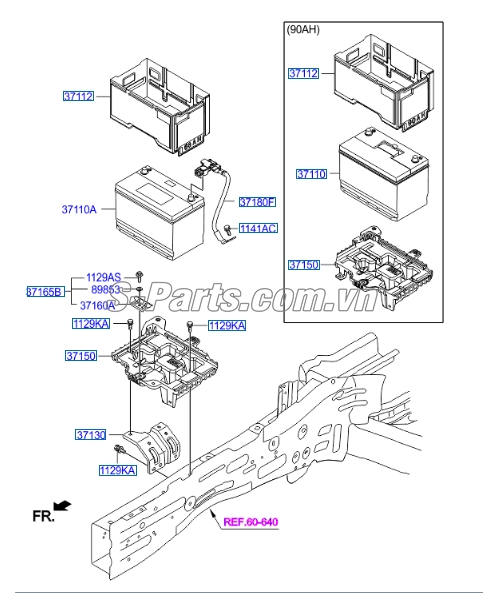 Cảm biến dòng điện ắc quy Hyundai Santafe 2013-2015