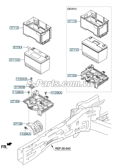 Giá đỡ bình ắc quy KIA Sorento 2015-2016