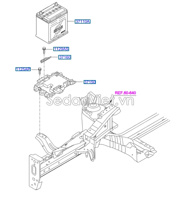 Giá đỡ bình ắc quy Hyundai i10 Grand 2014-2016