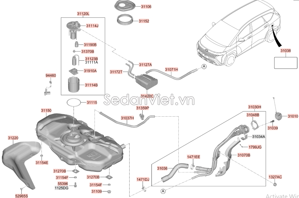 Nắp thùng nhiên liệu Hyundai Santafe 2013-2015