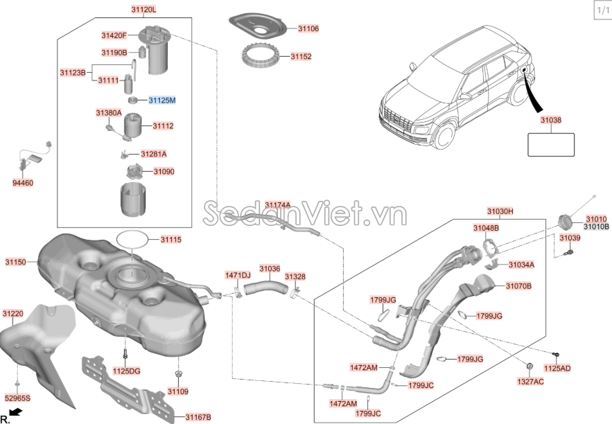 Van 2 chiều bơm xăng Hyundai Accent 2018-2020