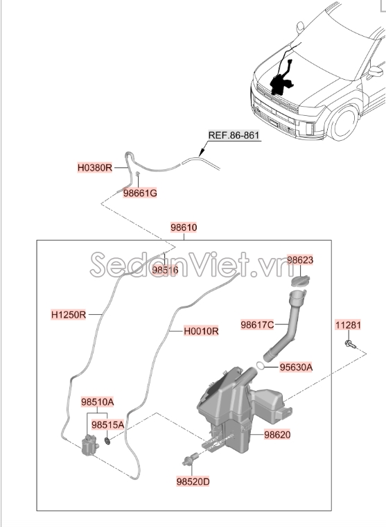 Ống dẫn nước rửa kính Hyundai Tucson 2015-2017