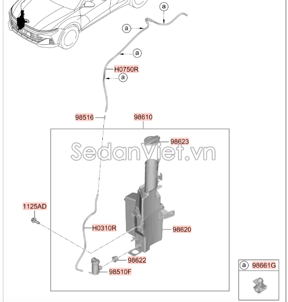 Ống dẫn nước rửa kính Hyundai Tucson 2015-2017