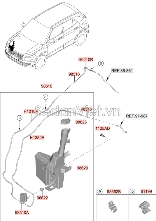Ống dẫn nước rửa kính Hyundai Tucson 2015-2017