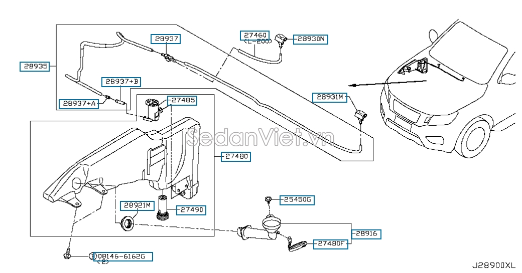 Bình nước rửa kính Nissan Navara NP300 2015