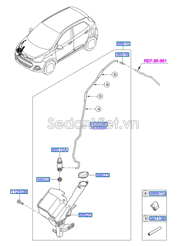 Ống dẫn nước rửa kính Hyundai Tucson 2015-2017
