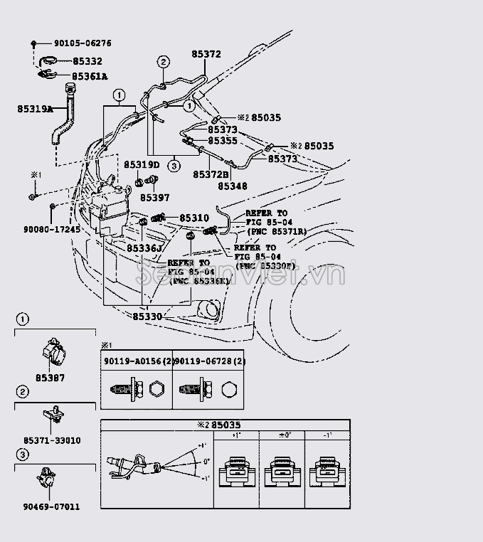 Ống dẫn nước rửa kính đằng trước Toyota RAV4 2006-2008