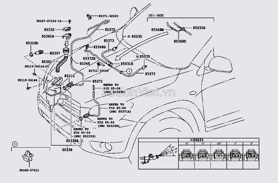 Ống dẫn nước rửa kính đằng sau Toyota RAV4 2006-2008