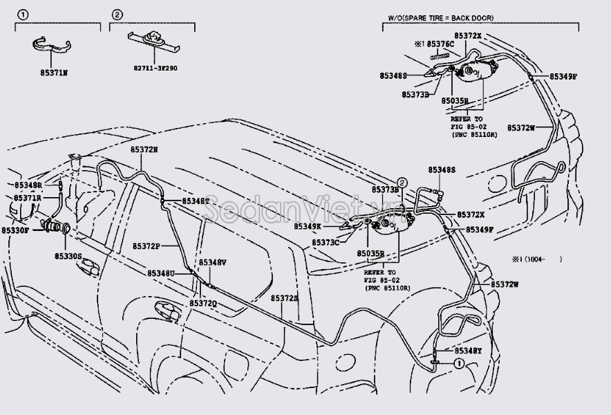 Ống dẫn nước rửa kính đằng sau Toyota RAV4 2006-2008