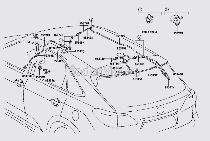 Ống dẫn nước rửa kính đằng sau Toyota RAV4 2006-2008