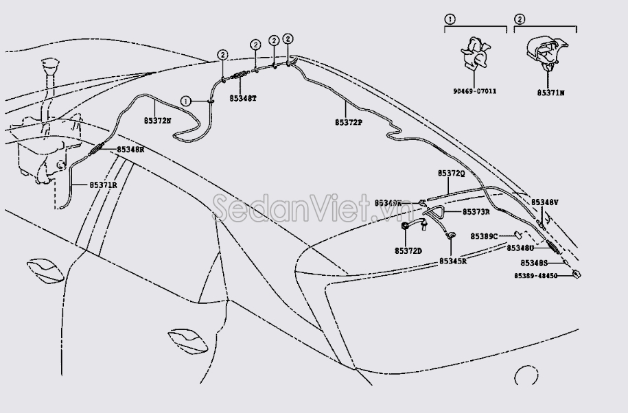 Ống dẫn nước rửa kính đằng sau Toyota RAV4 2006-2008