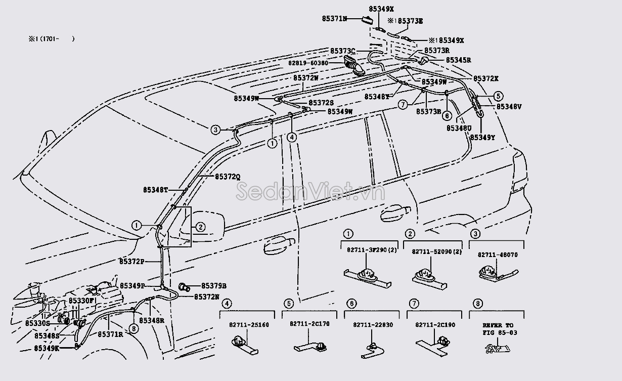 Ống dẫn nước rửa kính đằng sau Toyota RAV4 2006-2008