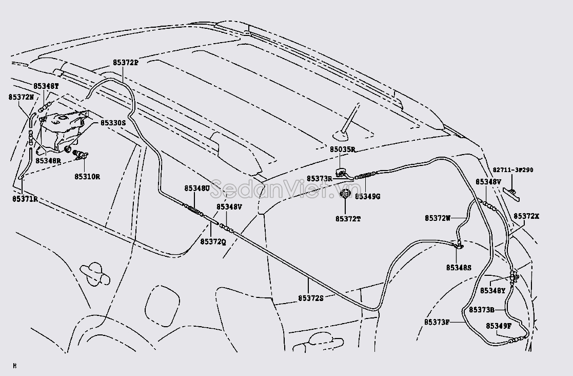 Vòi phụt nước xịt kính đằng sau Toyota RAV4 2006-2008