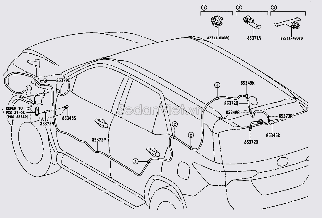 Ống dẫn nước rửa kính chắn gió sau Toyota Fortuner TRD 2019