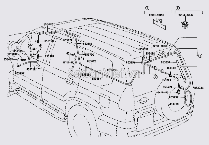 Ống dẫn nước rửa kính đằng sau Toyota RAV4 2006-2008