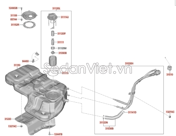 Vỏ motor bơm nhiên liệu Hyundai Santafe 2019-2021