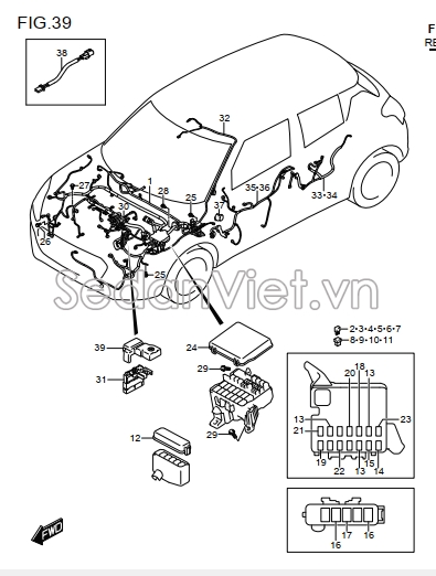 Cầu chì 30A Suzuki Swift 2013-2017