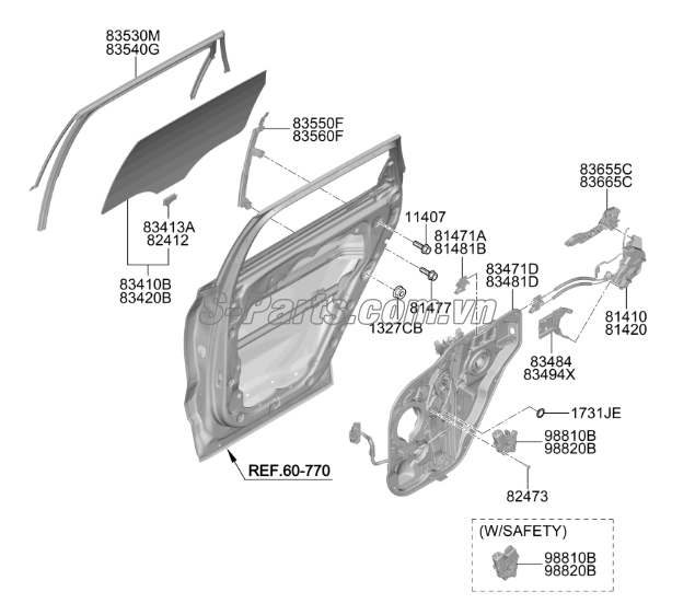 Compa nâng hạ kính cánh cửa Hyundai Santafe 2019