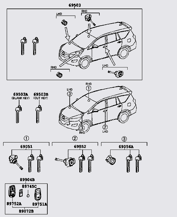 Ổ khóa cánh cửa trước Toyota Vios 2019