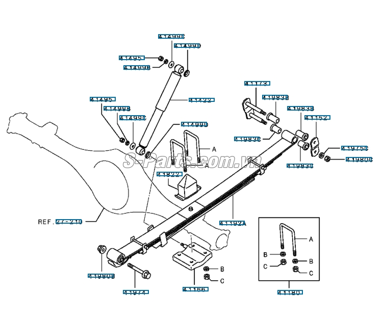 Cao su ắc nhíp Mitsubishi Triton 2005-2009