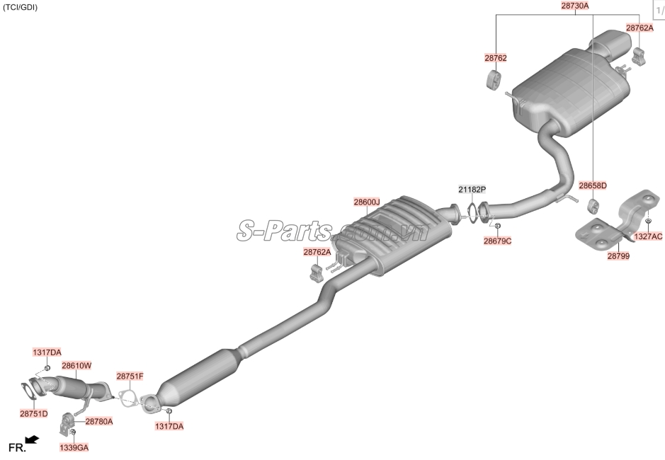Cao su treo ống xả Hyundai Santafe 2019-2021