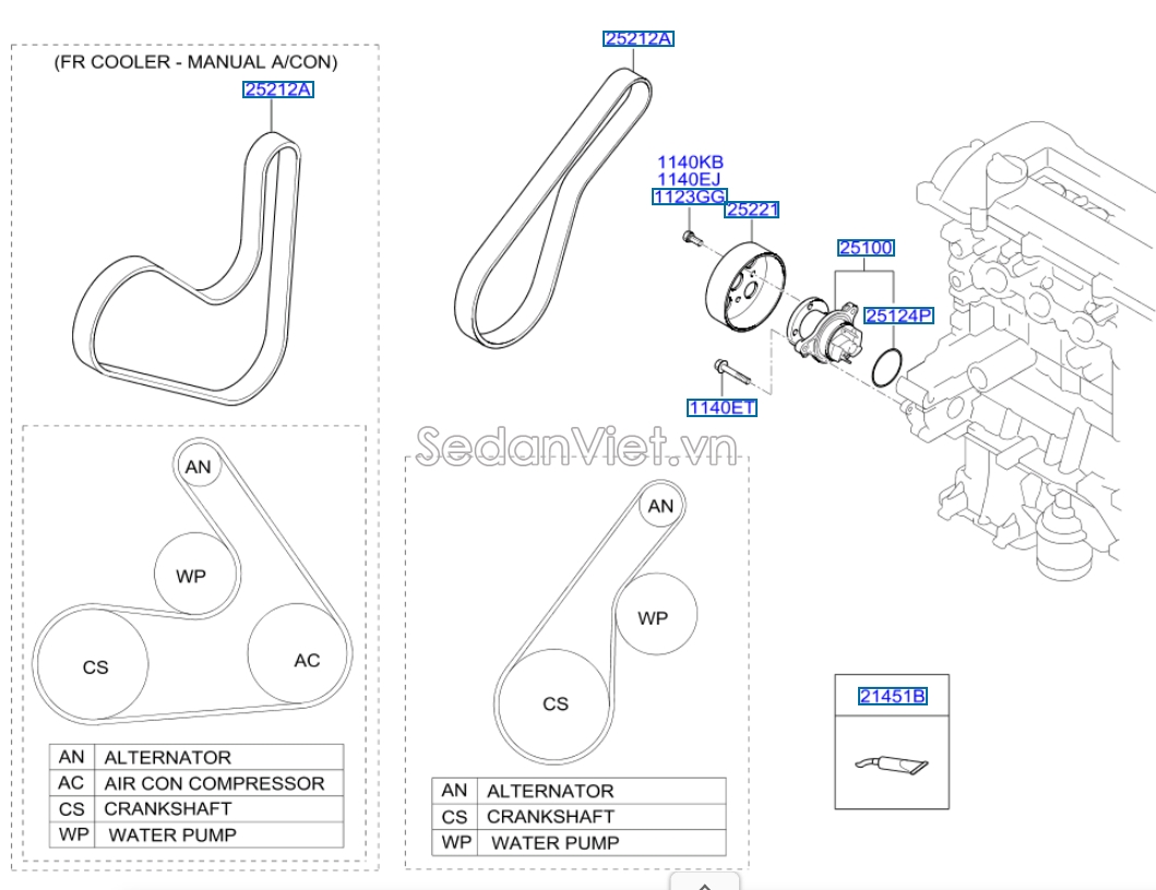 Bơm nước động cơ KIA Morning Si 2015