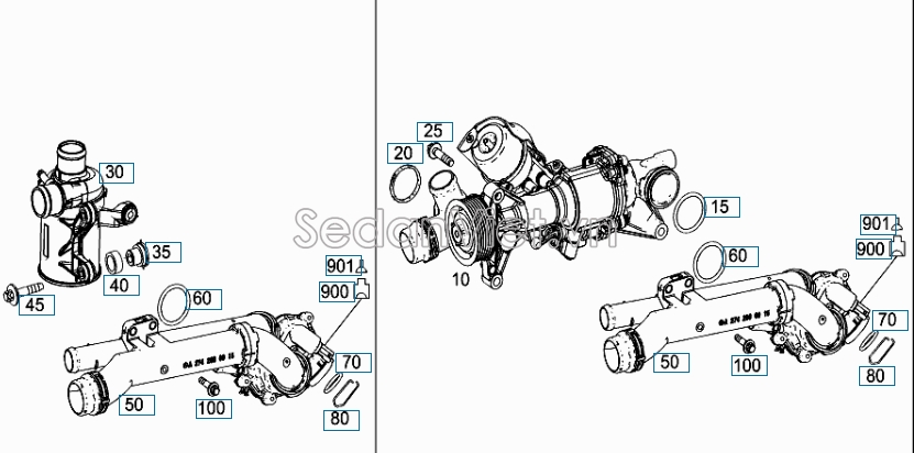 Bơm nước động cơ Mercedes-Benz E200 Facelift 2015
