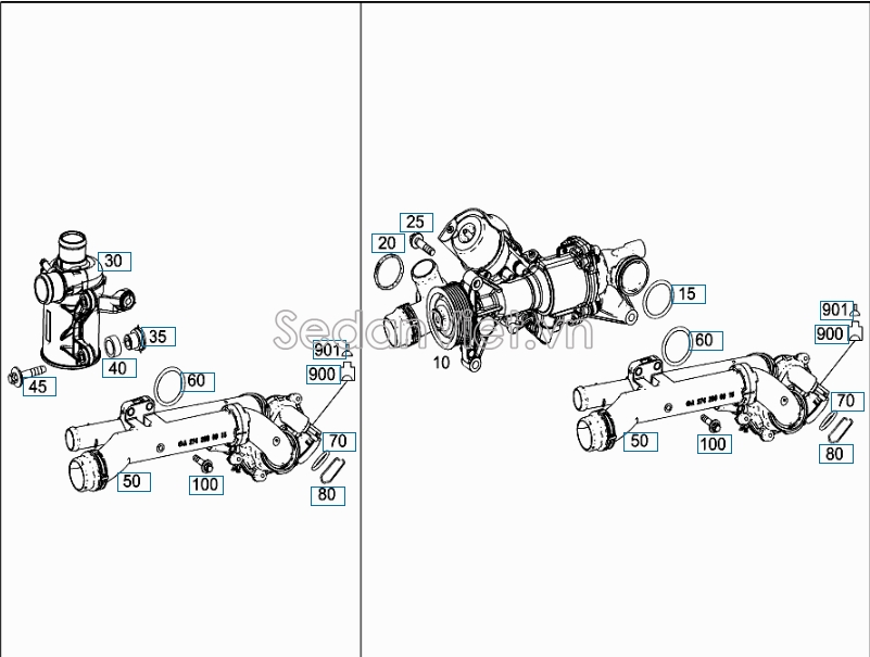 Bơm nước động cơ Mercedes-Benz E200 Facelift 2015