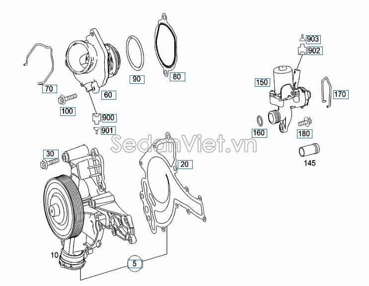 Bơm nước động cơ Mercedes-Benz E250 2009