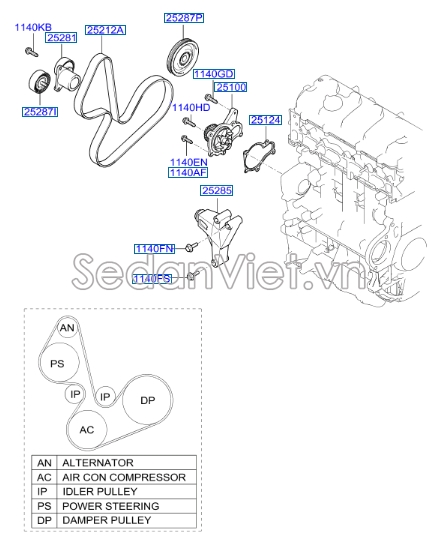 Bơm nước Hyundai Santafe 2006-2008