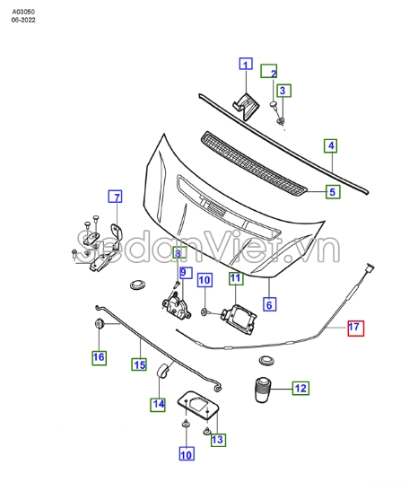 Ổ khóa ngậm capo trước Ford Transit 2008-2017