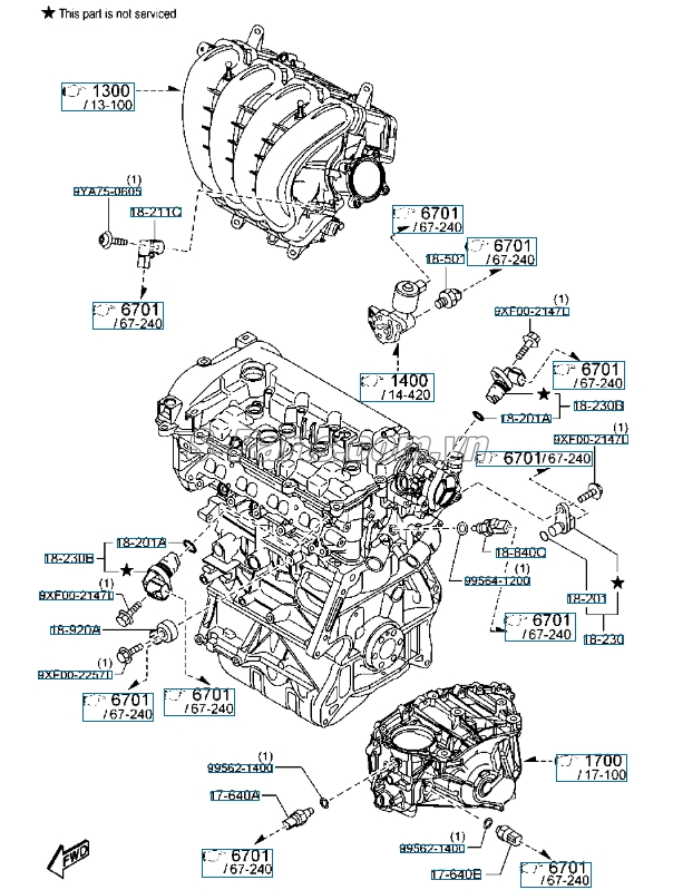 Cảm biến nhiệt độ nước 2 giắc điện Mazda 2s 2013