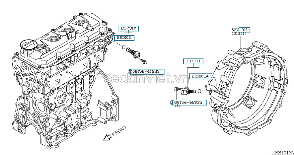 Cảm biến trục cơ Nissan Navara 2007-2011