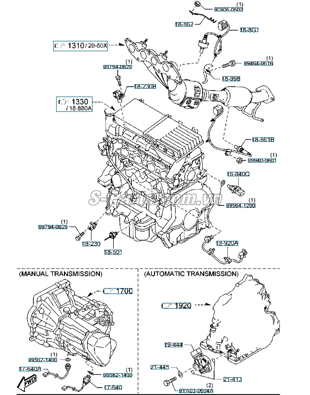 Cảm biến trục cơ Mazda 3 2001-2009