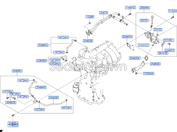 Ống nước làm mát b Hyundai Grand Starex 2008-2013